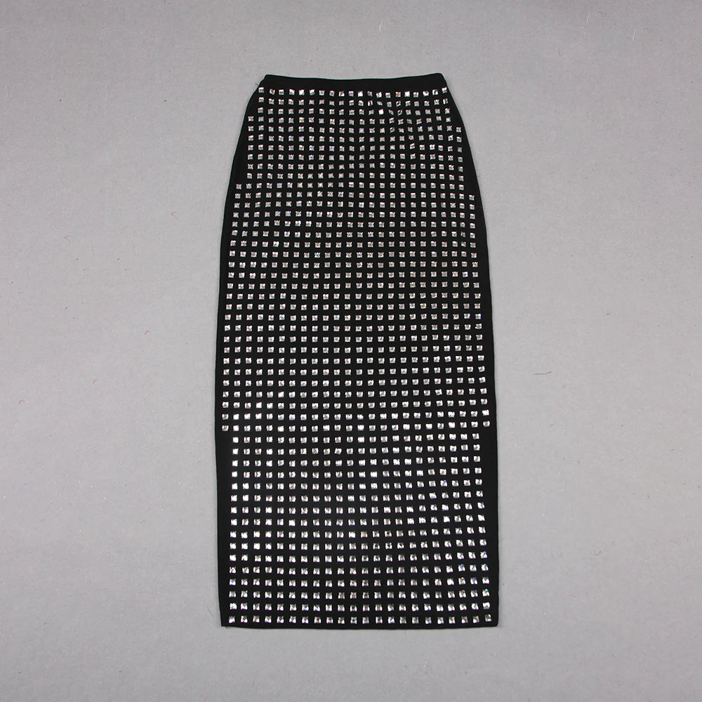 Black mid wasted diamond dress