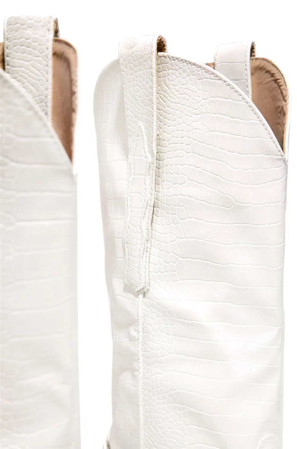 White White Leather Boots Faux