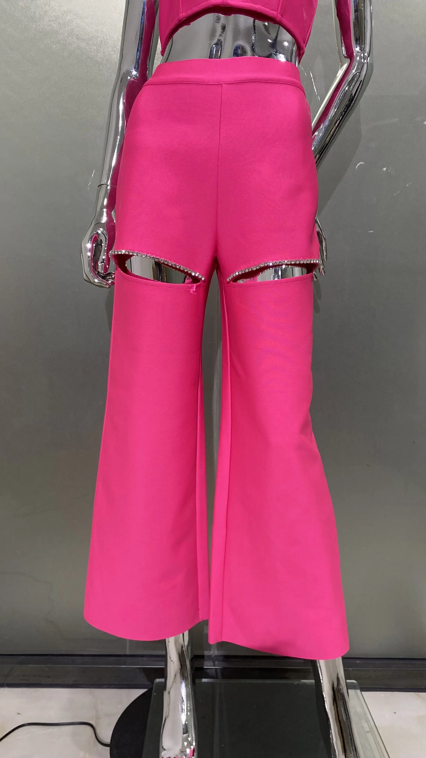 Pink Cutout Wide Leg Pants