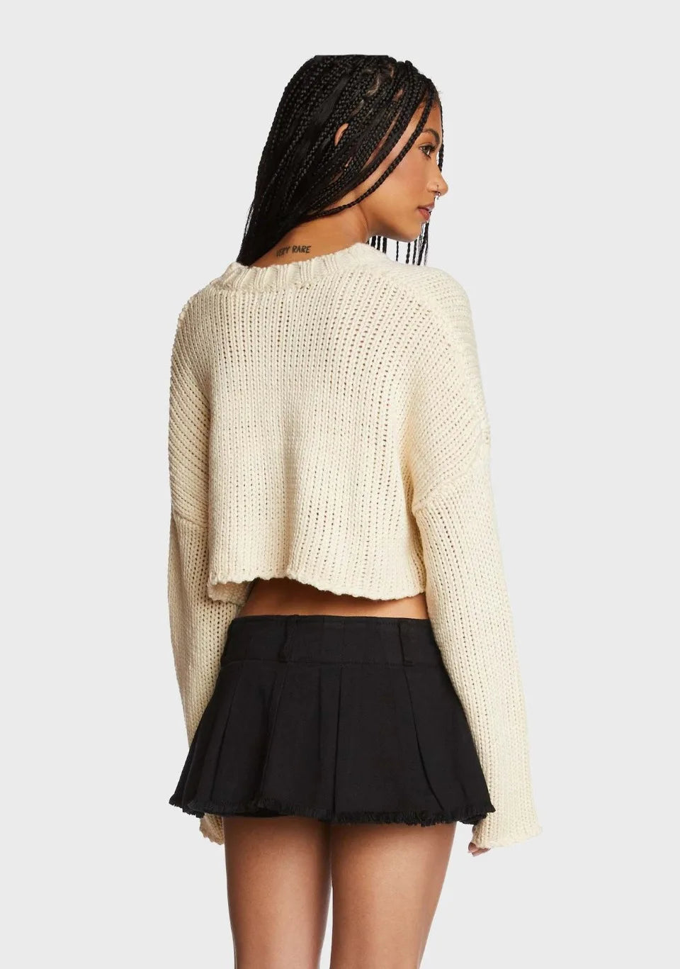 Back Cropped Knit Sweater