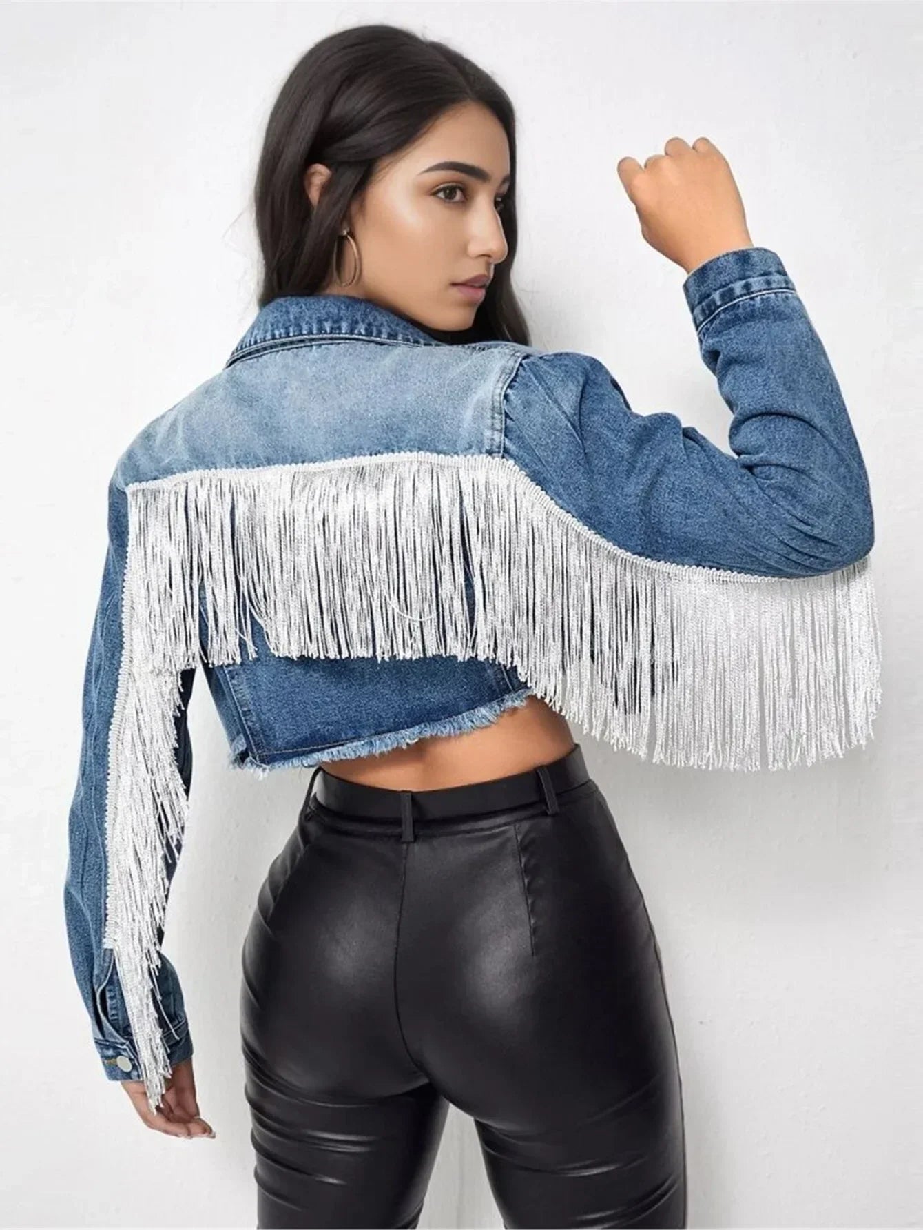 Back Tassel Denim Womens Jacket