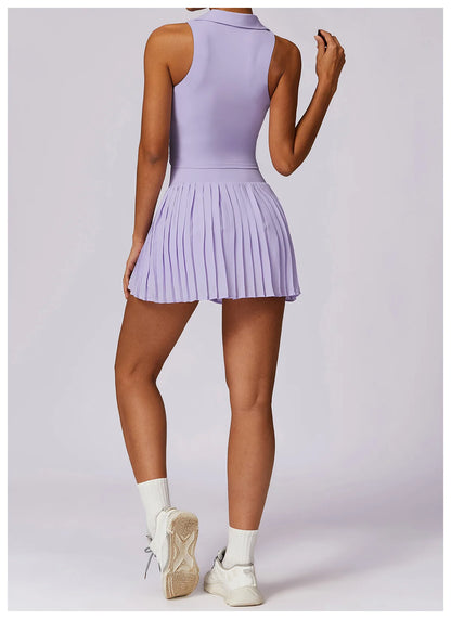 Back Yoga Tennis Outfit Set in Purple