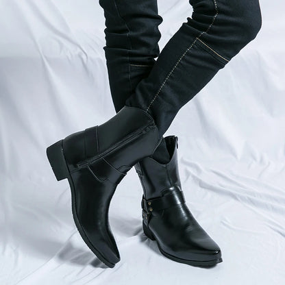 Black Western Mens Ankle Boots