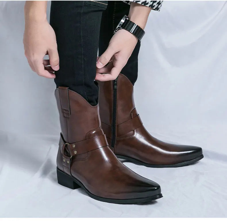 Brown Ankle Western Mens Boots