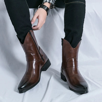 Brown Pointed Toe Boots for Men