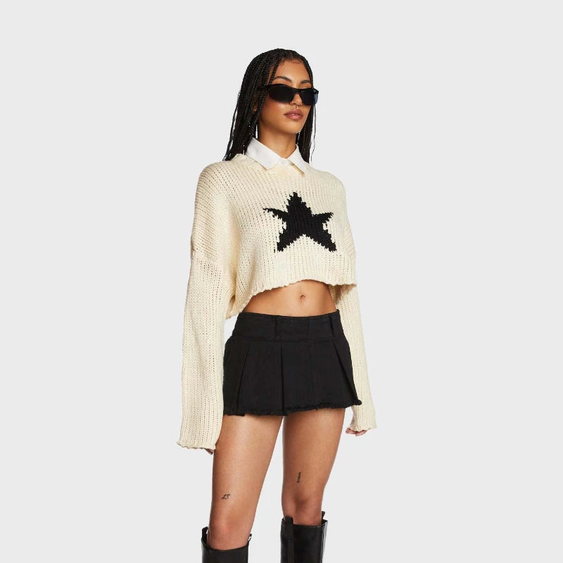 Crewneck Cropped Star Sweater
