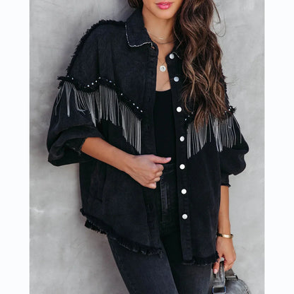 Fringe Black Jacket for women
