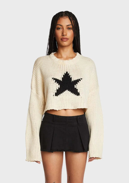 Front Long Sleeve Cropped Sweater