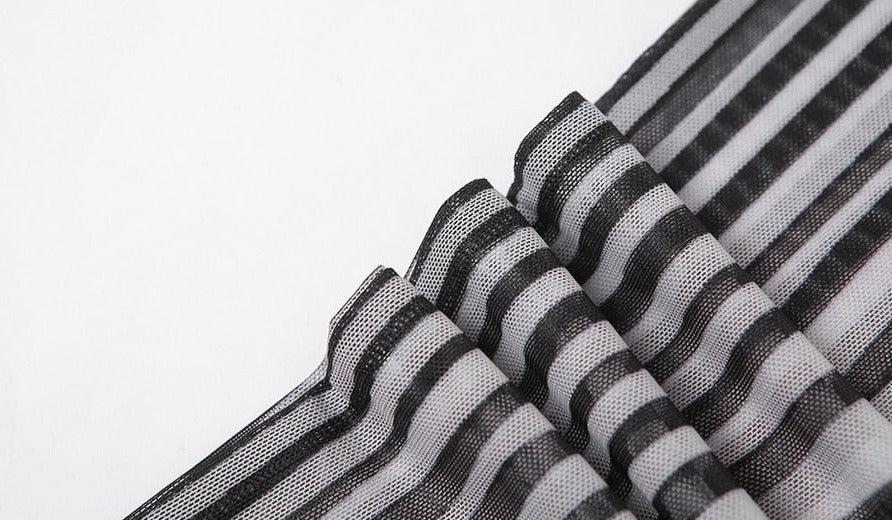 Dreamofthe90s Striped Mesh Two Piece Set