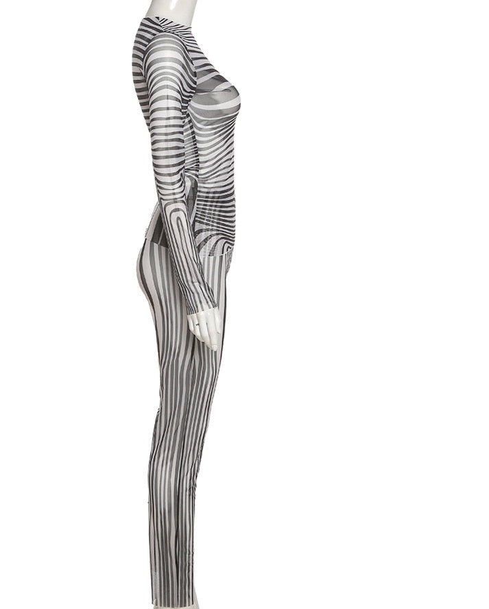 Dreamofthe90s Matching Set Striped See Through Two Piece