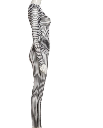 Dreamofthe90s Matching Set Striped See Through Two Piece