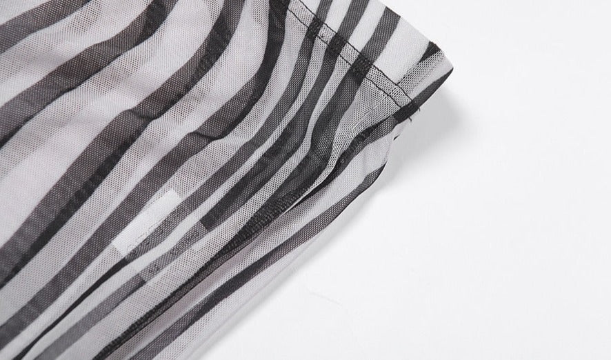 Dreamofthe90s Striped See Through Two Piece Set With Pants and Top