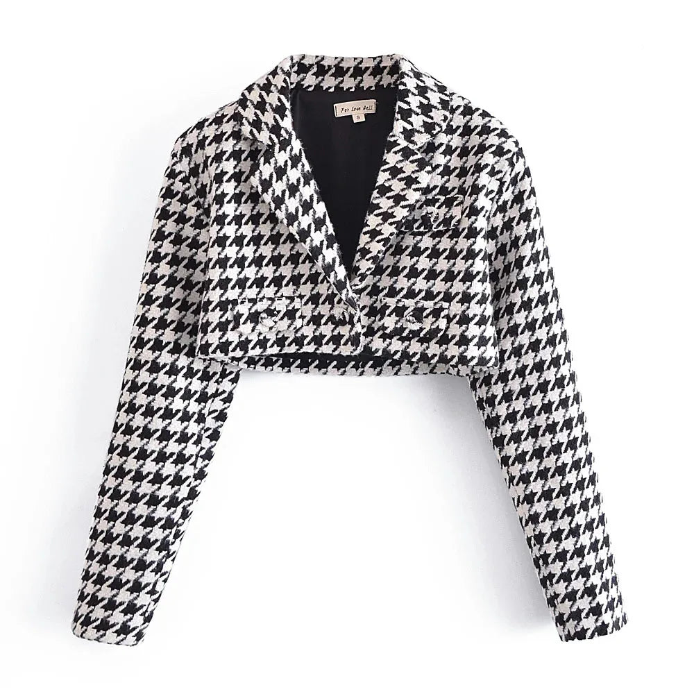 Houndstooth Cropped Jacket