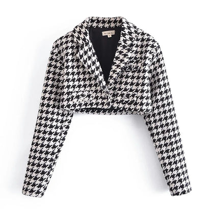 Houndstooth Cropped Jacket