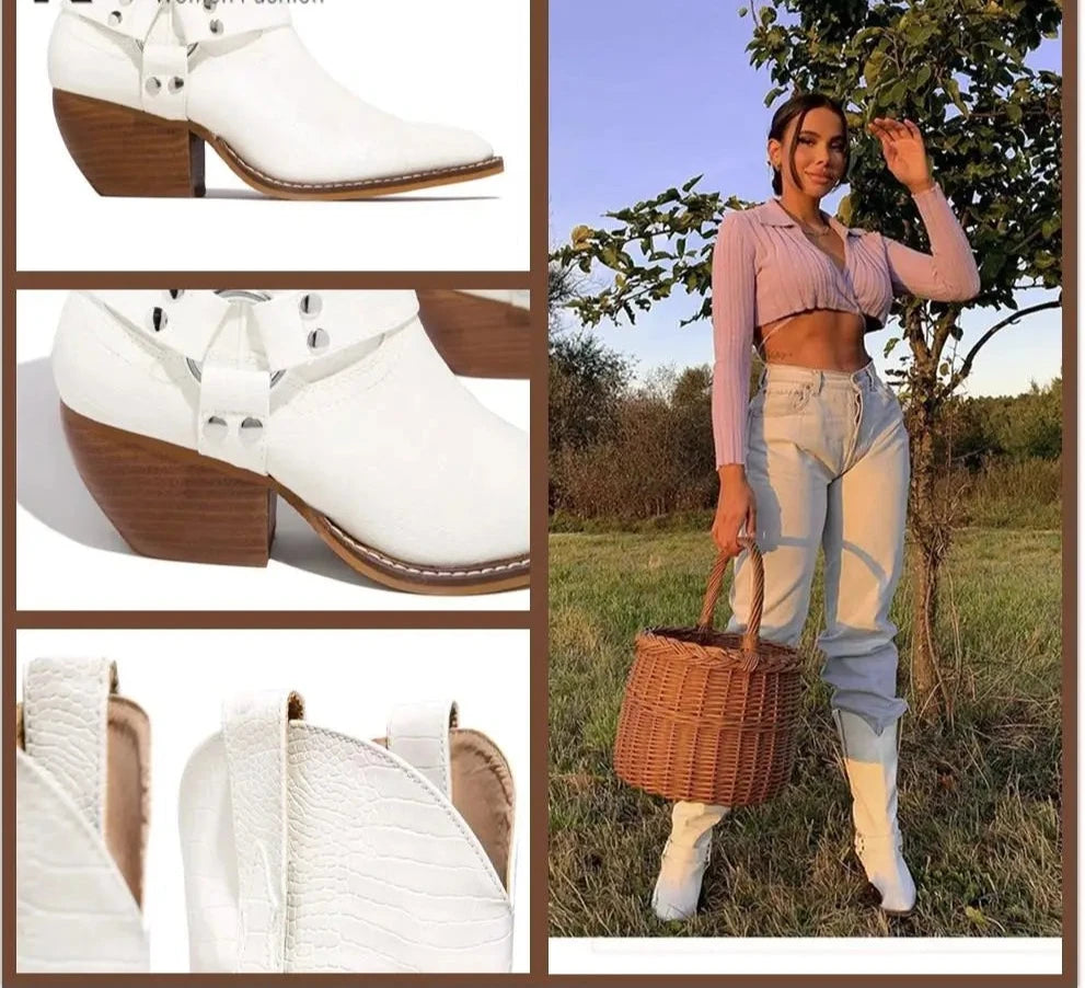 Womens Western White Boots