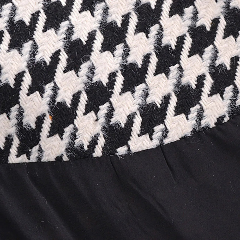Houndstooth Two Piece Set Skirt Lining