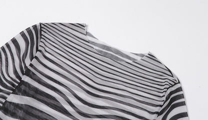 Dreamofthe90s Striped See Through Top