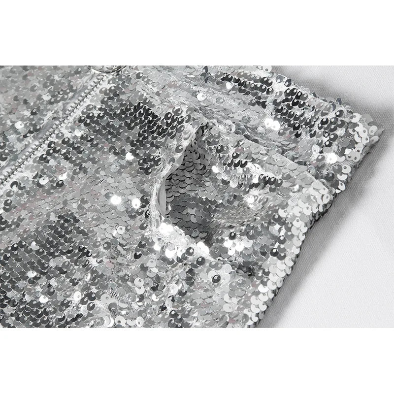 High Dreamofthe90s Waist Sequin Shorts