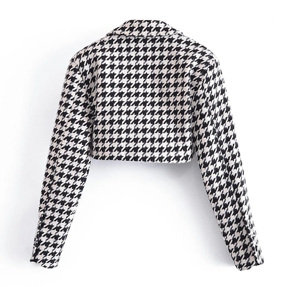 Houndstooth Cropped Jacket Back