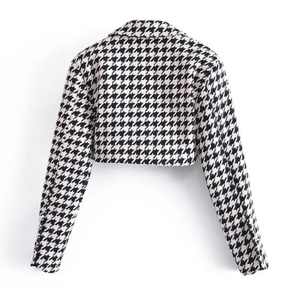 Houndstooth Cropped Jacket Back