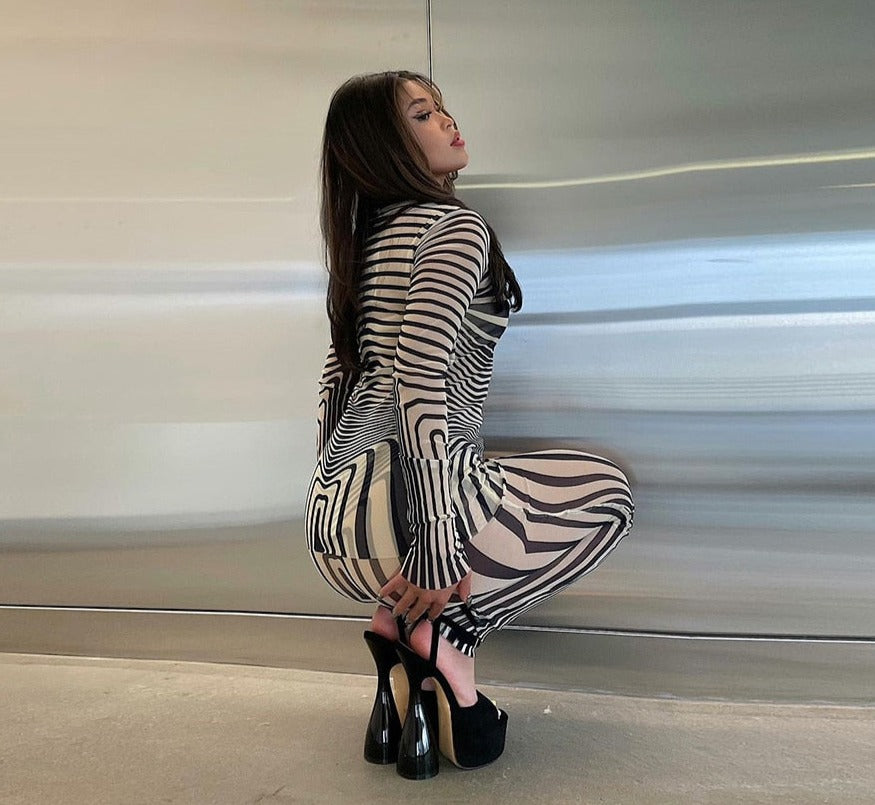 Dreamofthe90s Striped and see through Two Piece