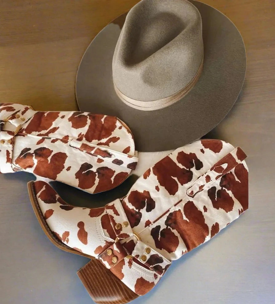 Womens Western Cow Print Boots