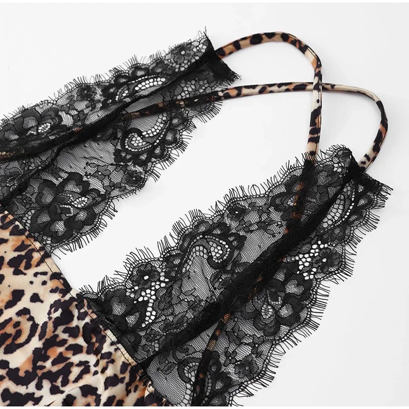 Leopard Dress Lace Detail