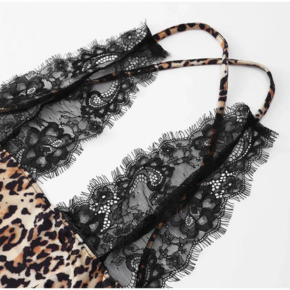 Leopard Dress Lace Detail