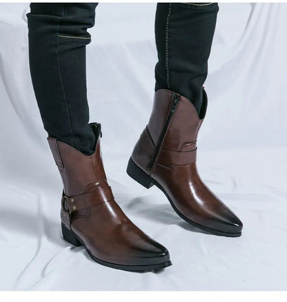 Mens Brown Western Chelsea Boots