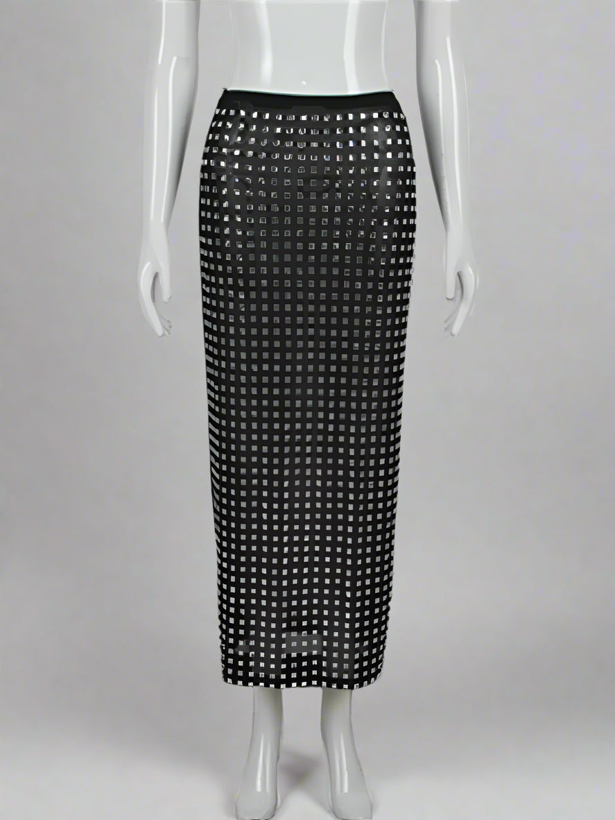 Midi Black Diamond Skirt