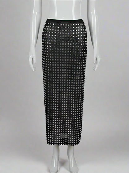 Midi Black Diamond Skirt