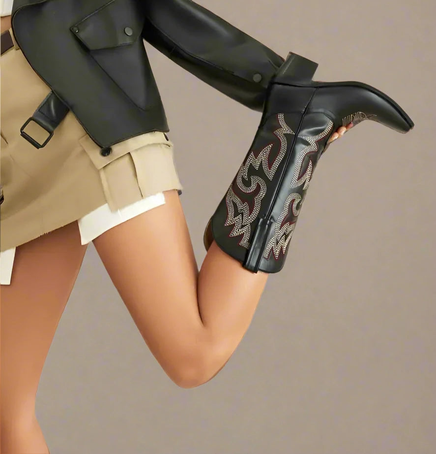 Pointed toe Black Western Boots for Women