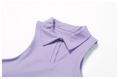 Purple Collar Tennis Yoga Top