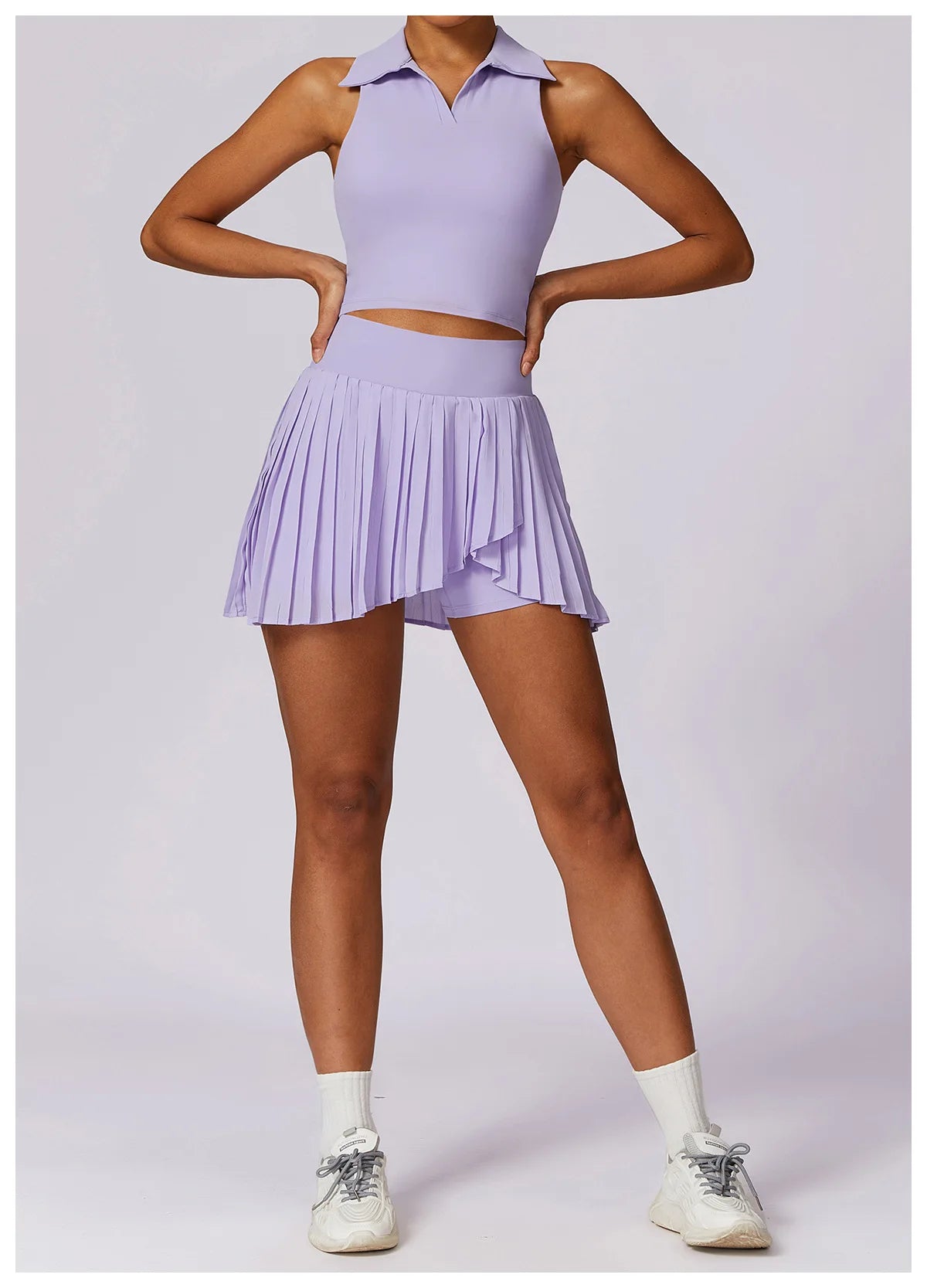 Purple Yoga Tennis Skirt Set