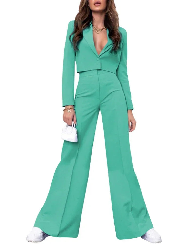 Minty Cropped Blazer Set