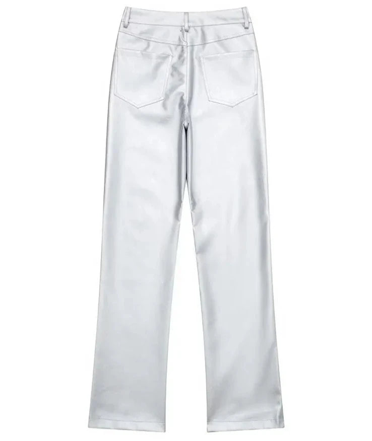 Metallic Silver Pants back