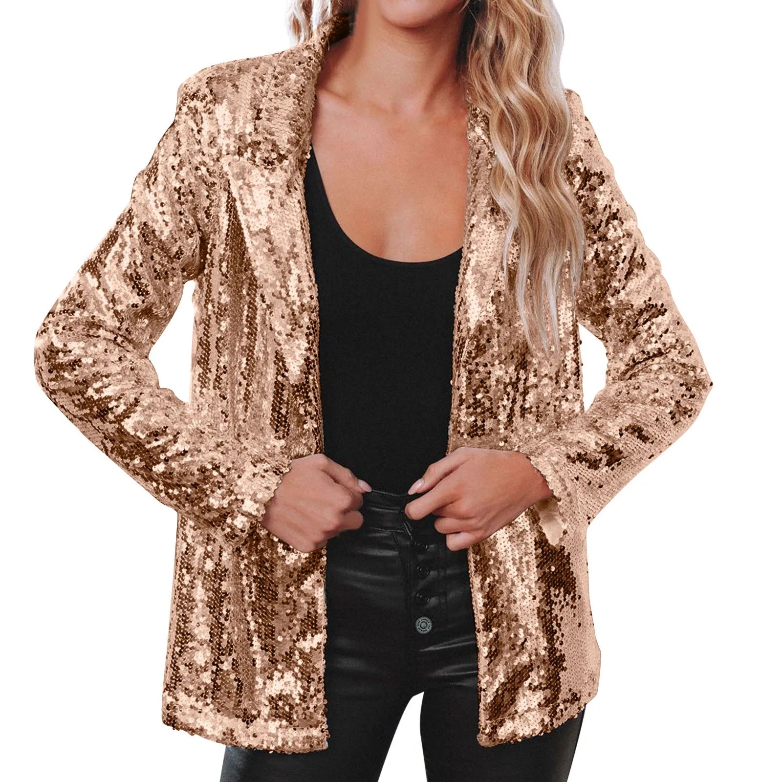 Sequins Blazer for Women in Gold