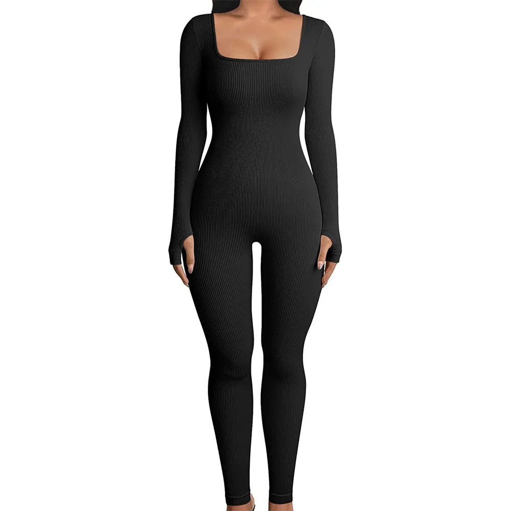 Black Ribbed Nit Jumpsuit 