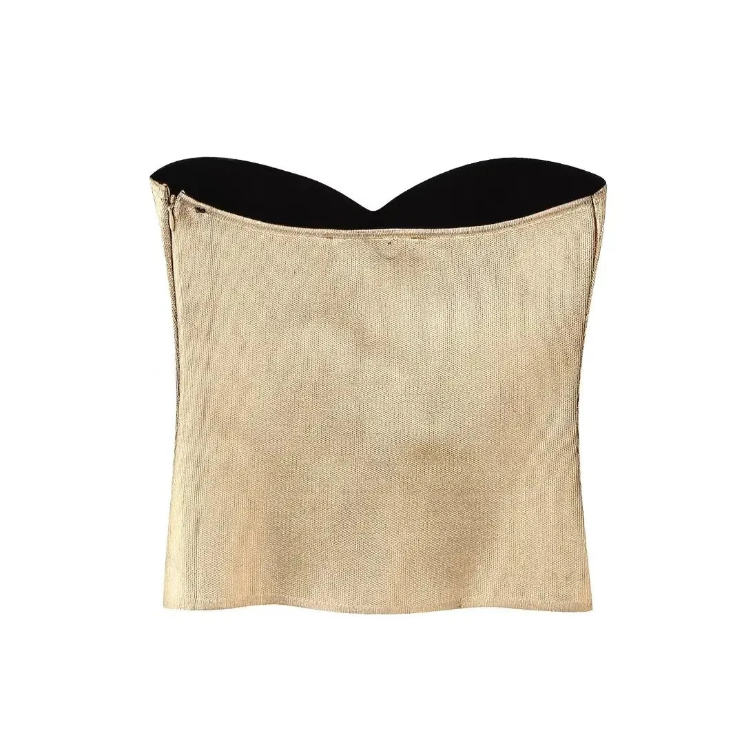 Metallic Gold Dreamofthe90s Strapless Top image 3