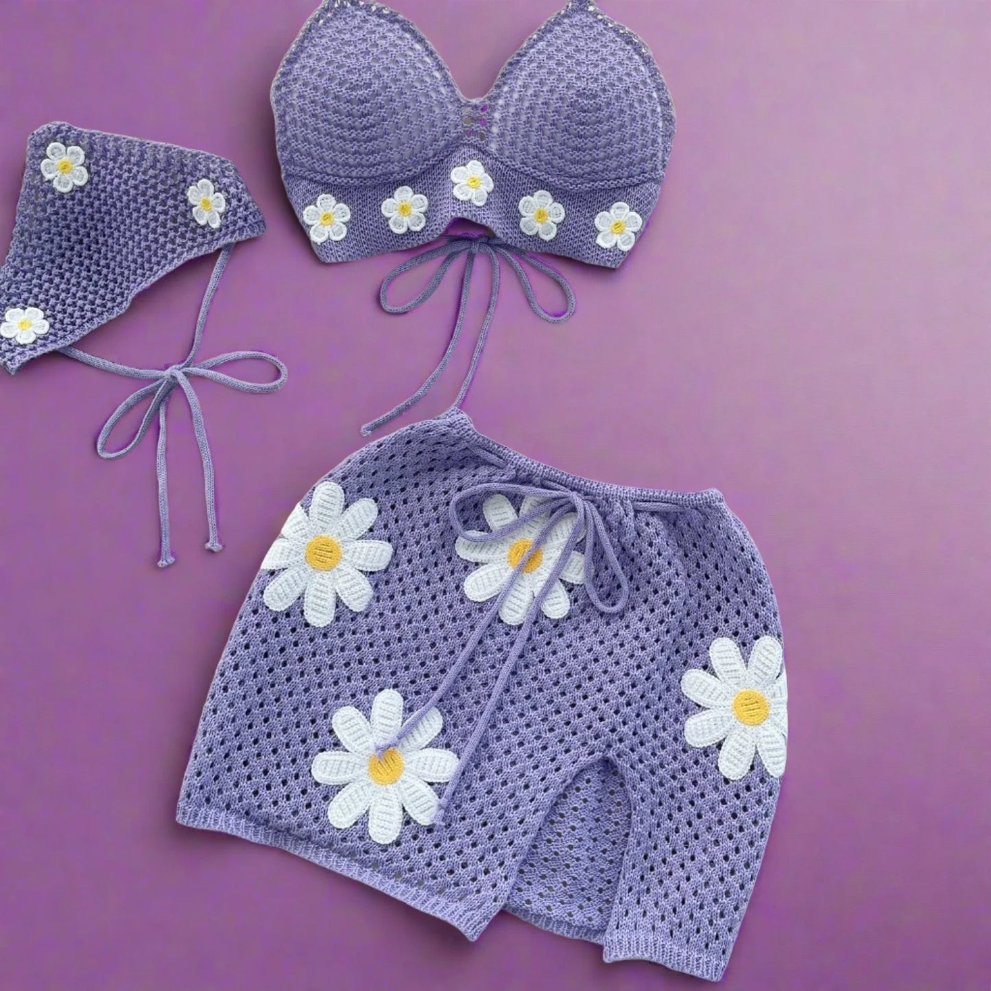 Purple Knitted Outfit Set