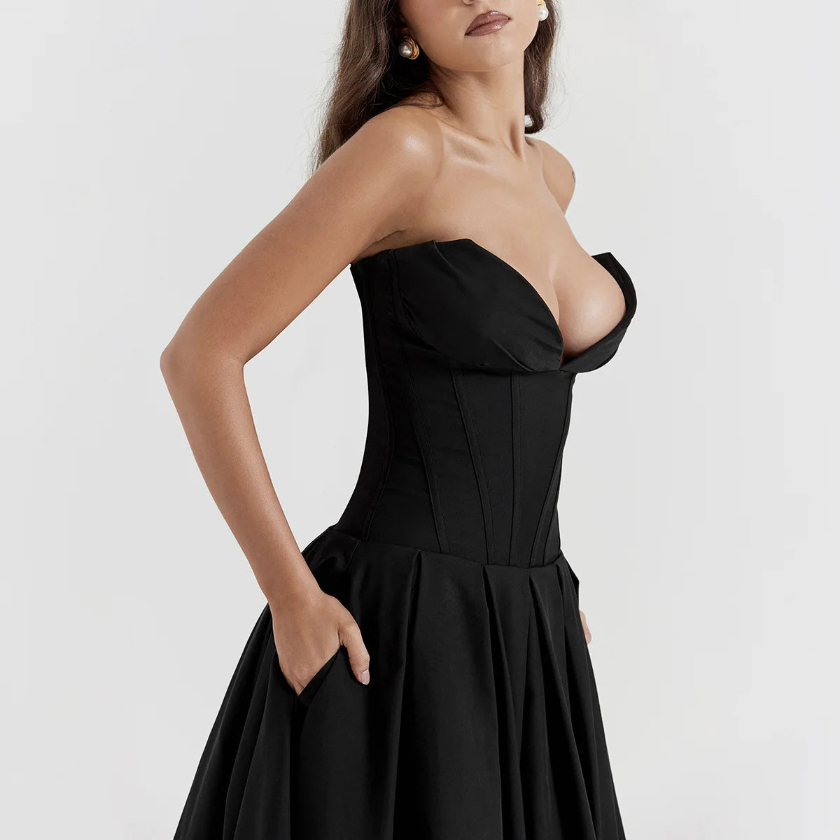 Black strapless dress