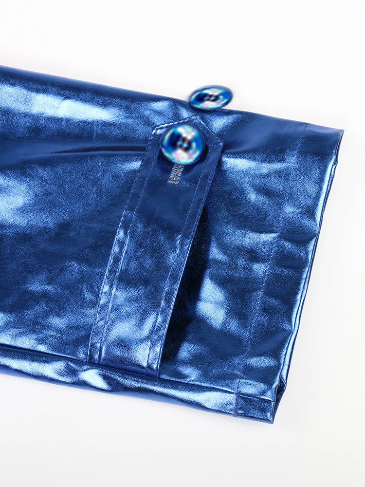 Blue Metallic Trench Coat