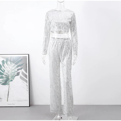 White Sequin Tassel Outfit
