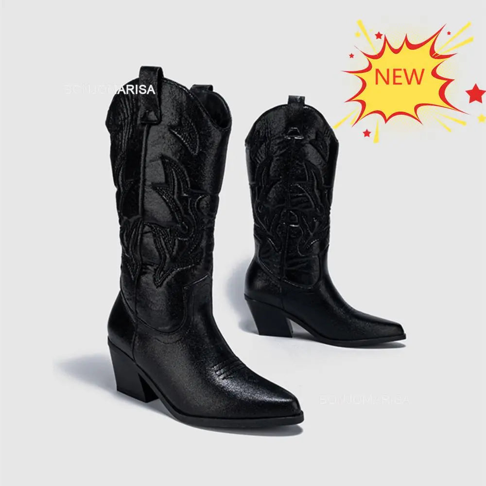 Mid Calf Cowboy Metallic Dreamofthe90s Boots