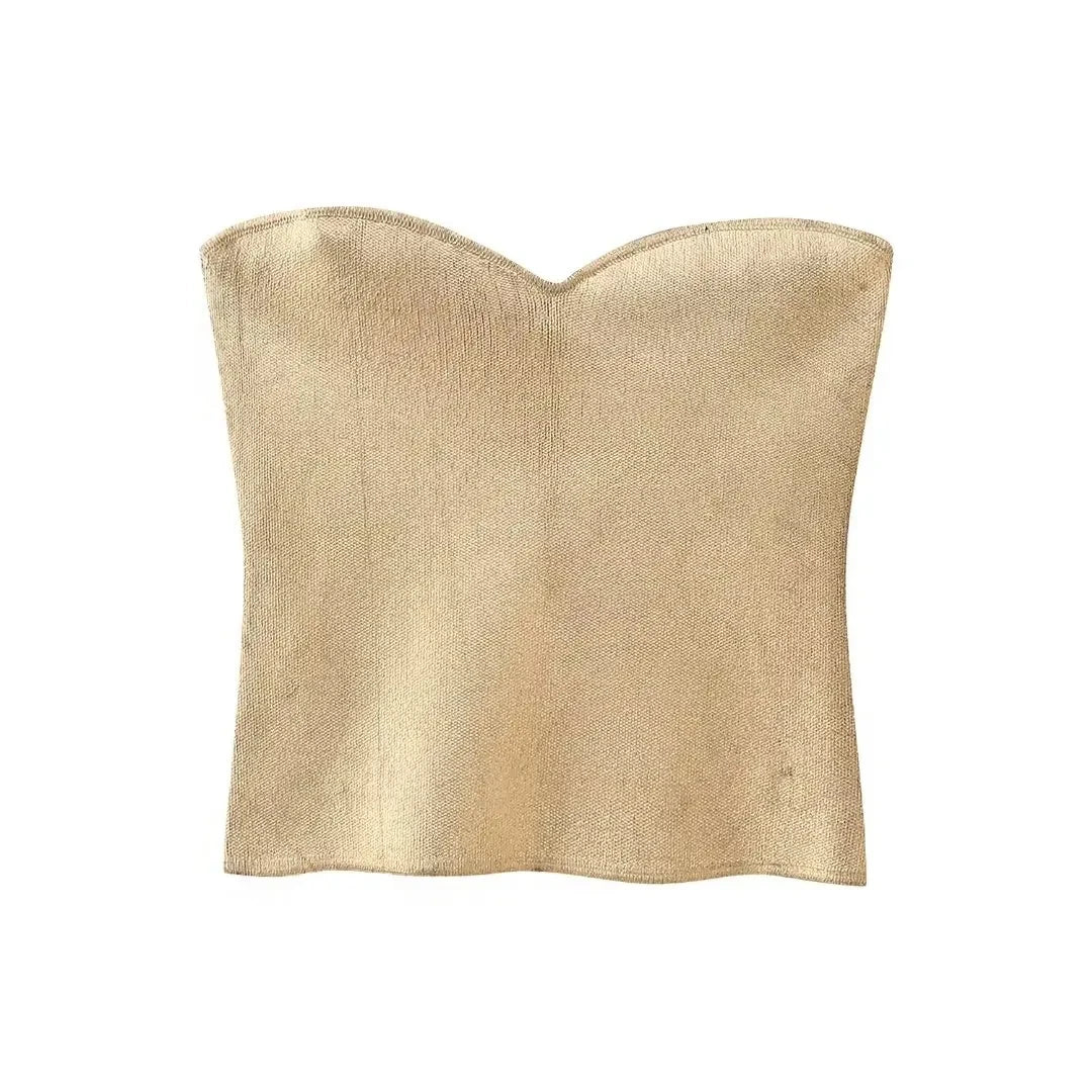 Metallic Gold Strapless Top image 1