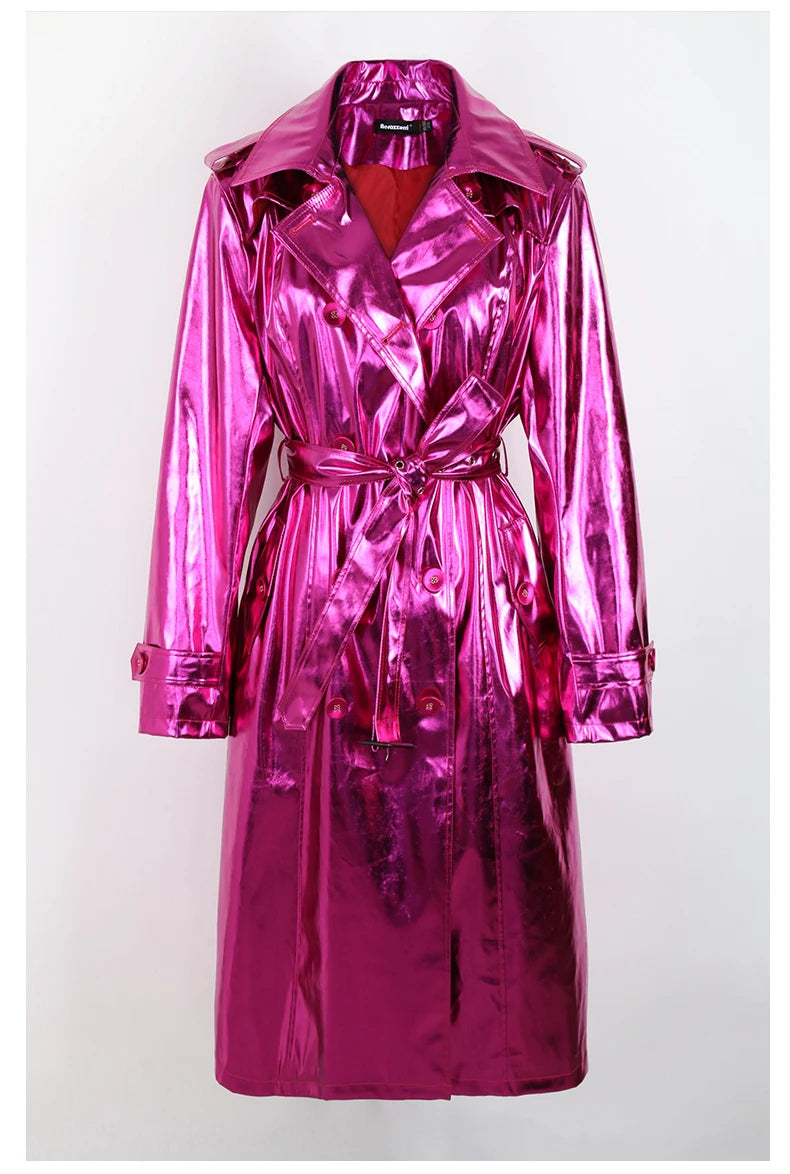 Purple Metallic Trench Coat