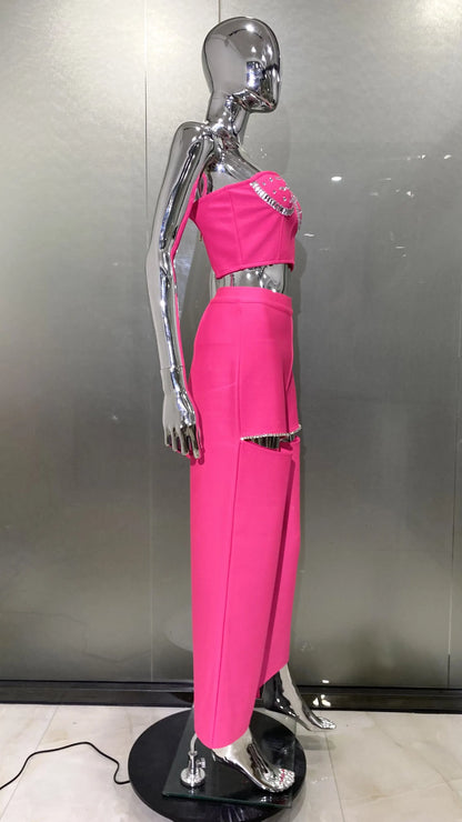 Beaded Corset Top Cutout Pants
