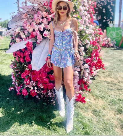 Western Cowgirl Boots at Mid Calf Length White Color image 7