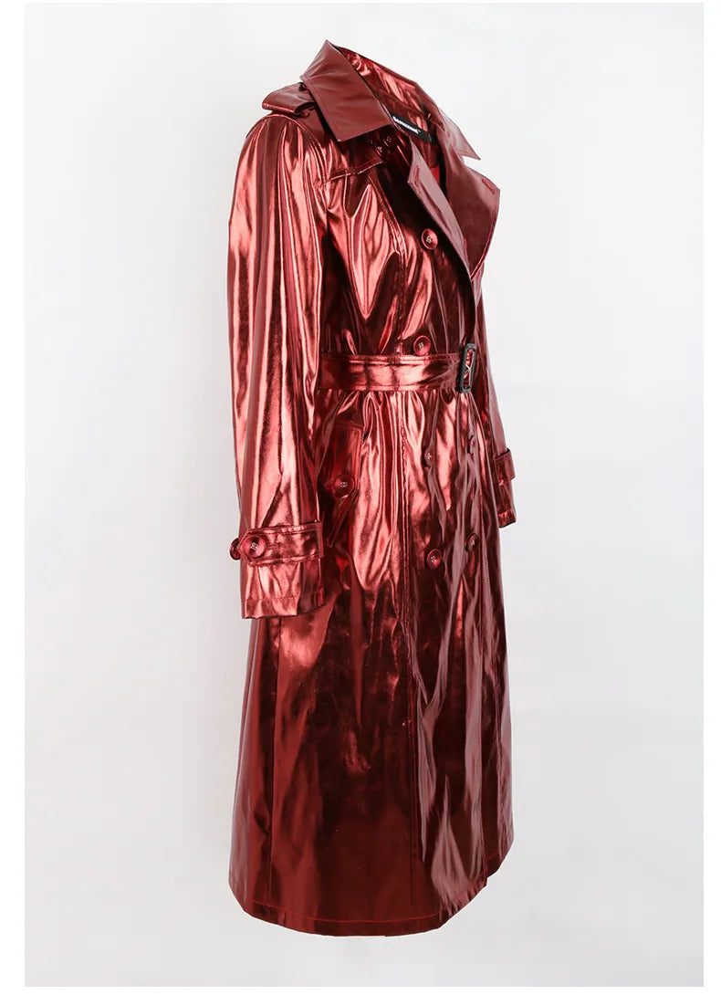 Brown Metallic Trench Coat