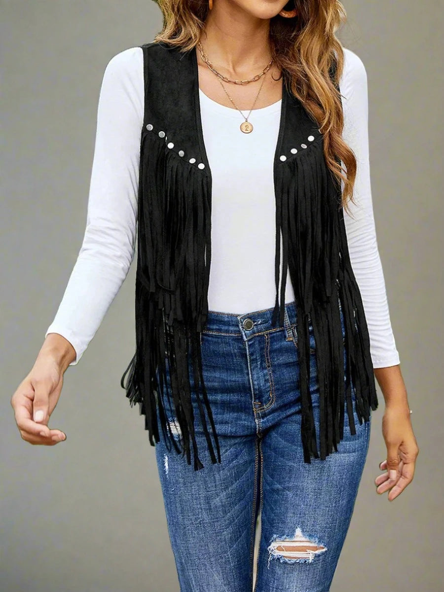 Fringe Faux Suede Vest 